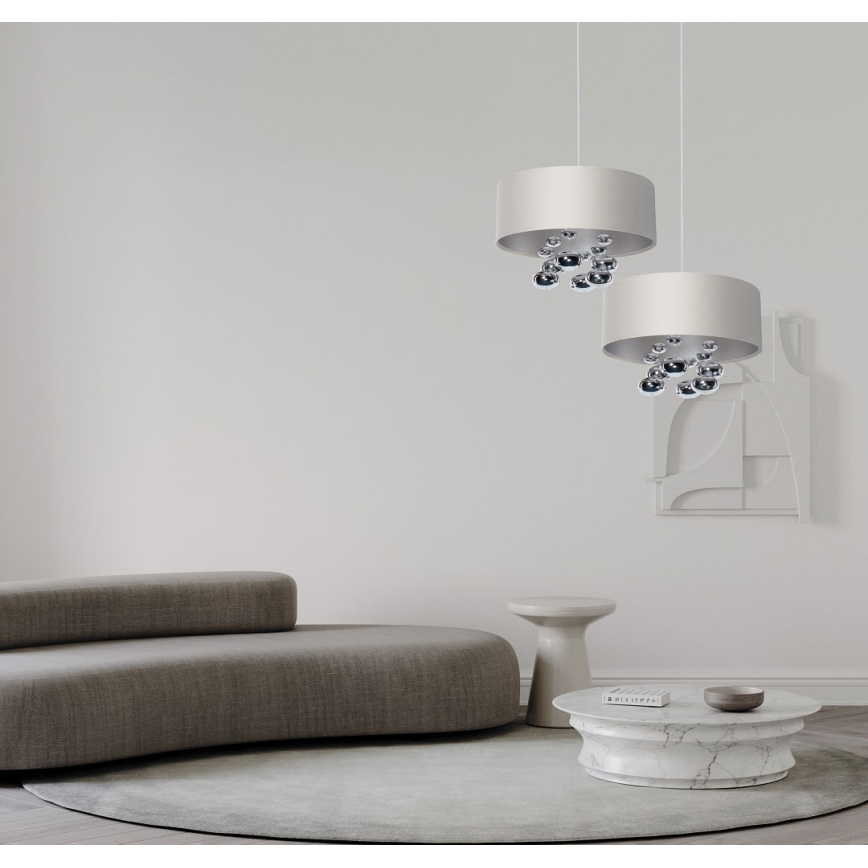 Lampa wisząca na lince BUBBLE 1xE27/60W/230V śr. 40 cm biała