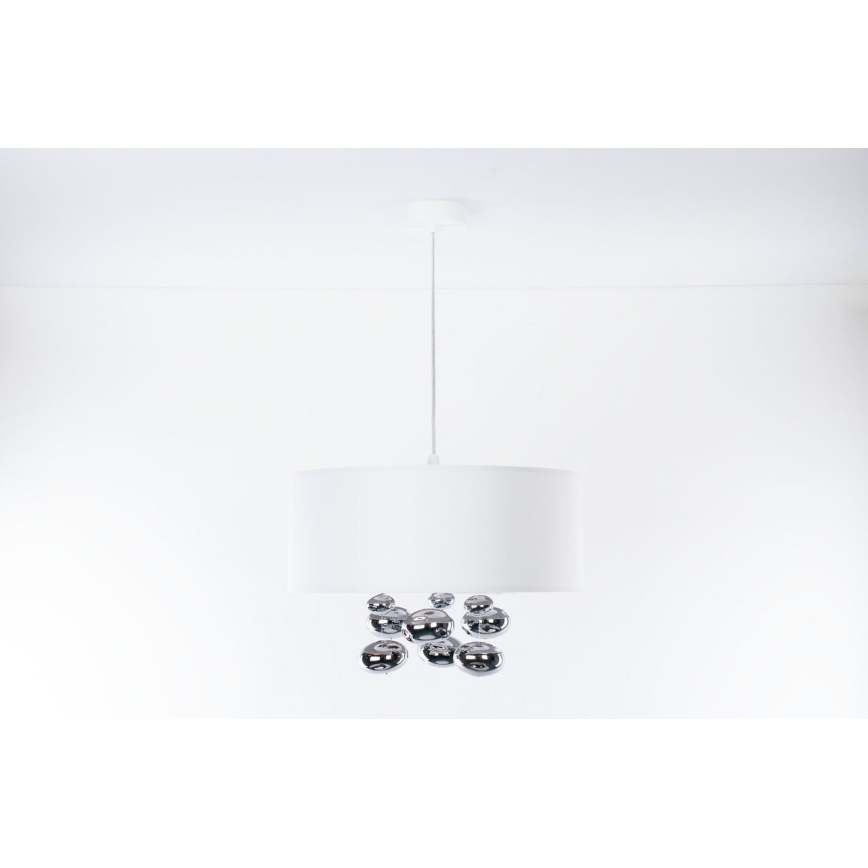 Lampa wisząca na lince BUBBLE 1xE27/60W/230V śr. 40 cm biała