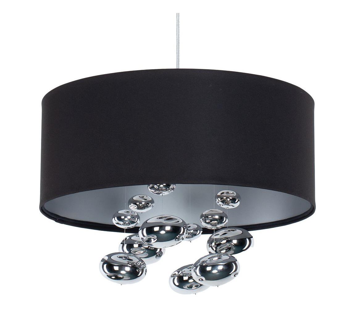 Lampa wisząca na lince BUBBLE 1xE27/60W/230V śr. 40 cm czarna