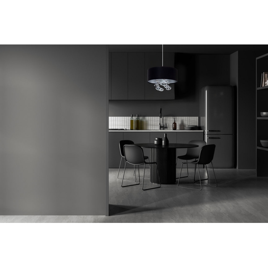 Lampa wisząca na lince BUBBLE 1xE27/60W/230V śr. 40 cm czarna