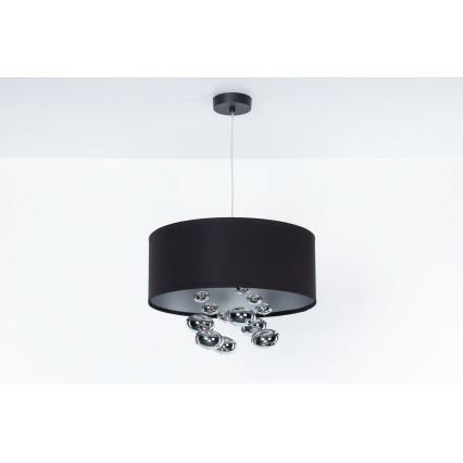 Lampa wisząca na lince BUBBLE 1xE27/60W/230V śr. 40 cm czarna