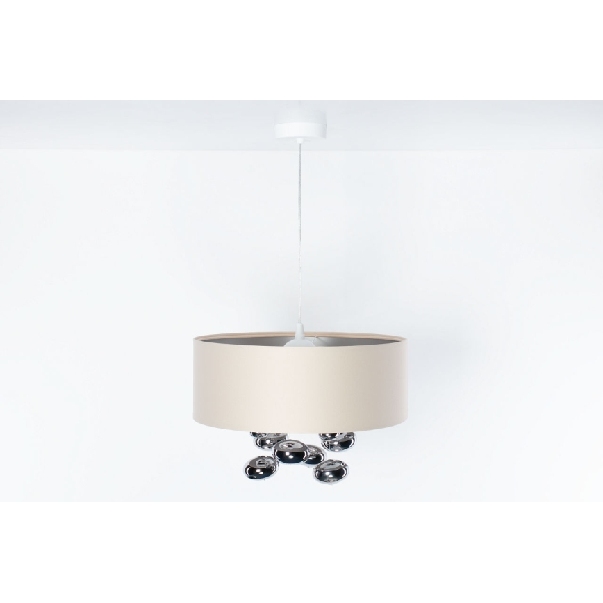 Lampa wisząca na lince BUBBLE 1xE27/60W/230V śr. 50 cm beżowa