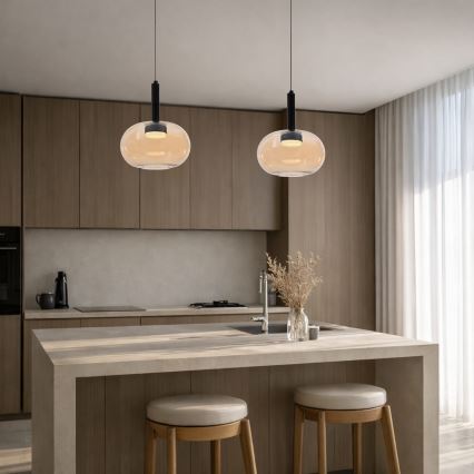 Lampa wisząca na lince BUENO 1xGX53/9W/230V śr. 25 cm dymno-beżowa