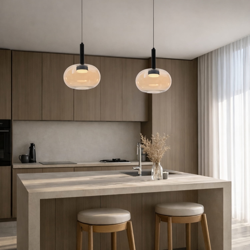 Lampa wisząca na lince BUENO 1xGX53/9W/230V śr. 25 cm dymno-beżowa