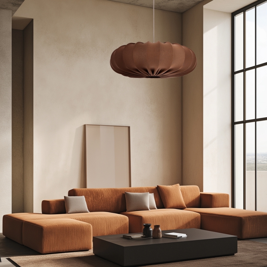 Lampa wisząca na lince CAFEE 1xE27/40W/230V śr. 66 cm brązowa