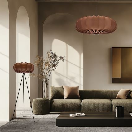 Lampa wisząca na lince CAFEE 1xE27/40W/230V śr. 66 cm brązowa
