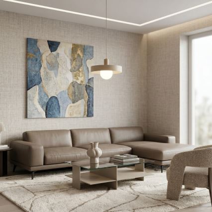 Lampa wisząca na lince CANAN 1xE27/15W/230V śr. 40 cm beżowa