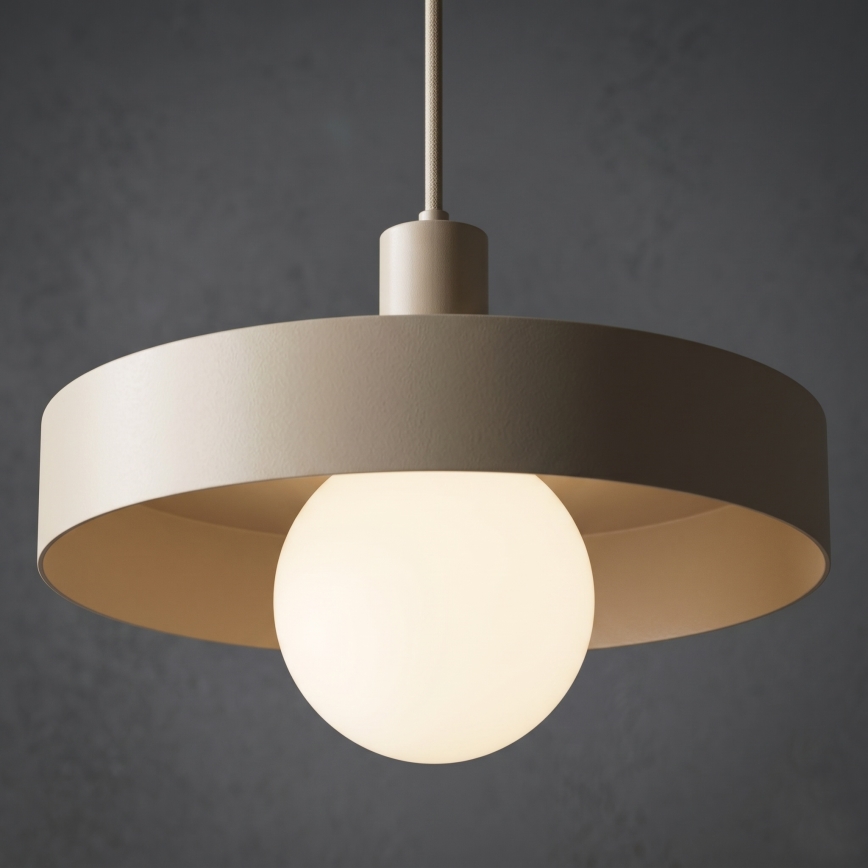 Lampa wisząca na lince CANAN 1xE27/15W/230V śr. 40 cm beżowa