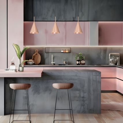 Lampa wisząca na lince CAPITAL 1xGX53/15W/230V śr. 17 cm różowe złoto