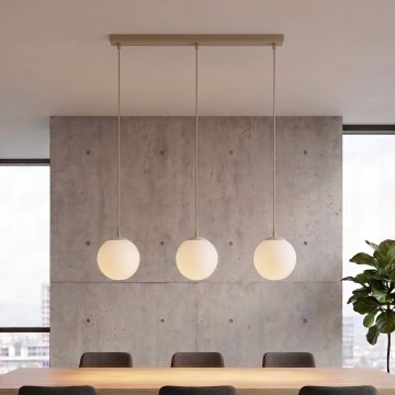 Lampa wisząca na lince COSMO 3xE14/10W/230V beżowa/biała