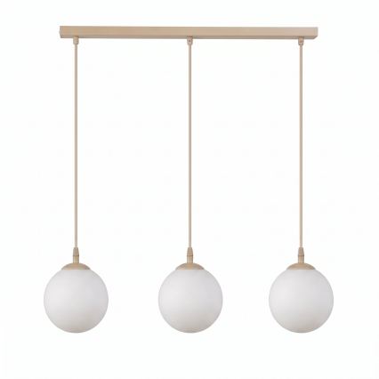 Lampa wisząca na lince COSMO 3xE14/10W/230V beżowa/biała