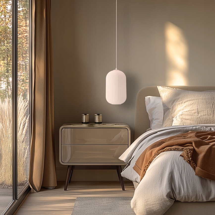 Lampa wisząca na lince CRESTO 1xE27/40W/230V biała