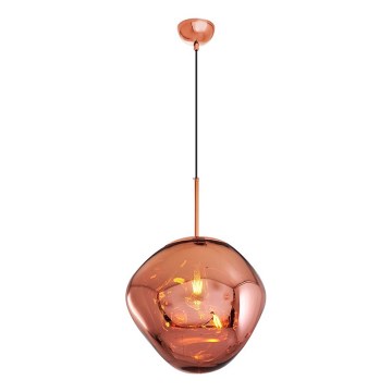 Lampa wisząca na lince CRUMPLED 1xE27/24W/230V śr. 36 cm miedziana