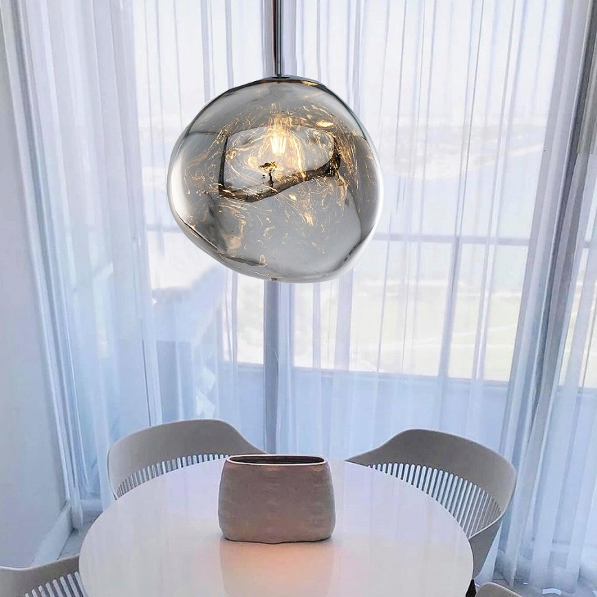 Lampa wisząca na lince CRUMPLED 1xE27/24W/230V Ø 36 cm przydymiona