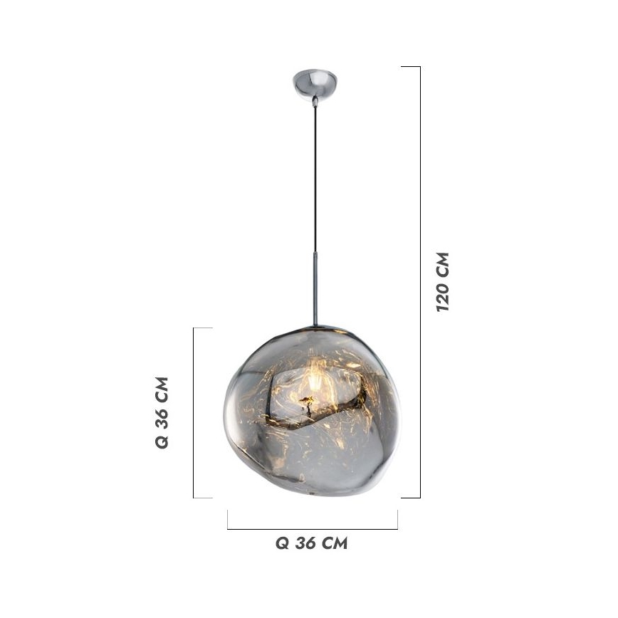 Lampa wisząca na lince CRUMPLED 1xE27/24W/230V Ø 36 cm przydymiona