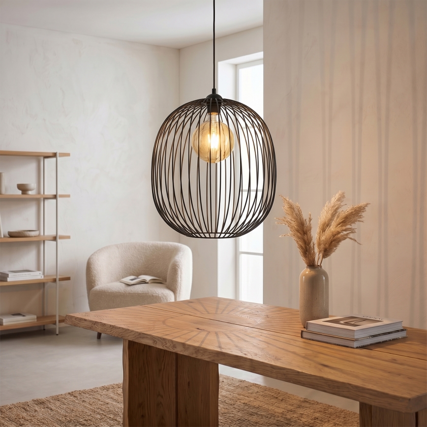 Lampa wisząca na lince DESTELLO, 1x E27, 15W, 230V, śr. 32 cm, czarna
