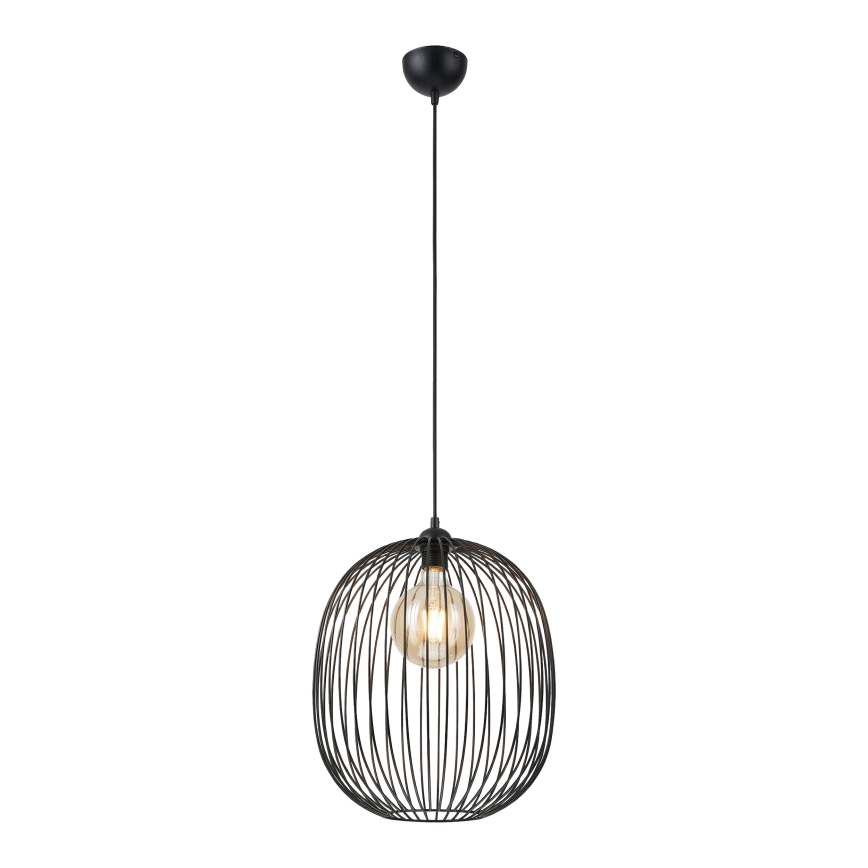 Lampa wisząca na lince DESTELLO, 1x E27, 15W, 230V, śr. 32 cm, czarna