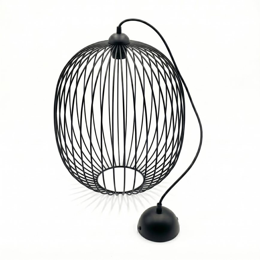 Lampa wisząca na lince DESTELLO, 1x E27, 15W, 230V, śr. 32 cm, czarna