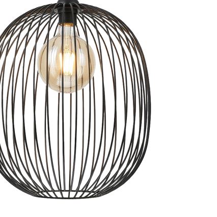 Lampa wisząca na lince DESTELLO, 1x E27, 15W, 230V, śr. 32 cm, czarna