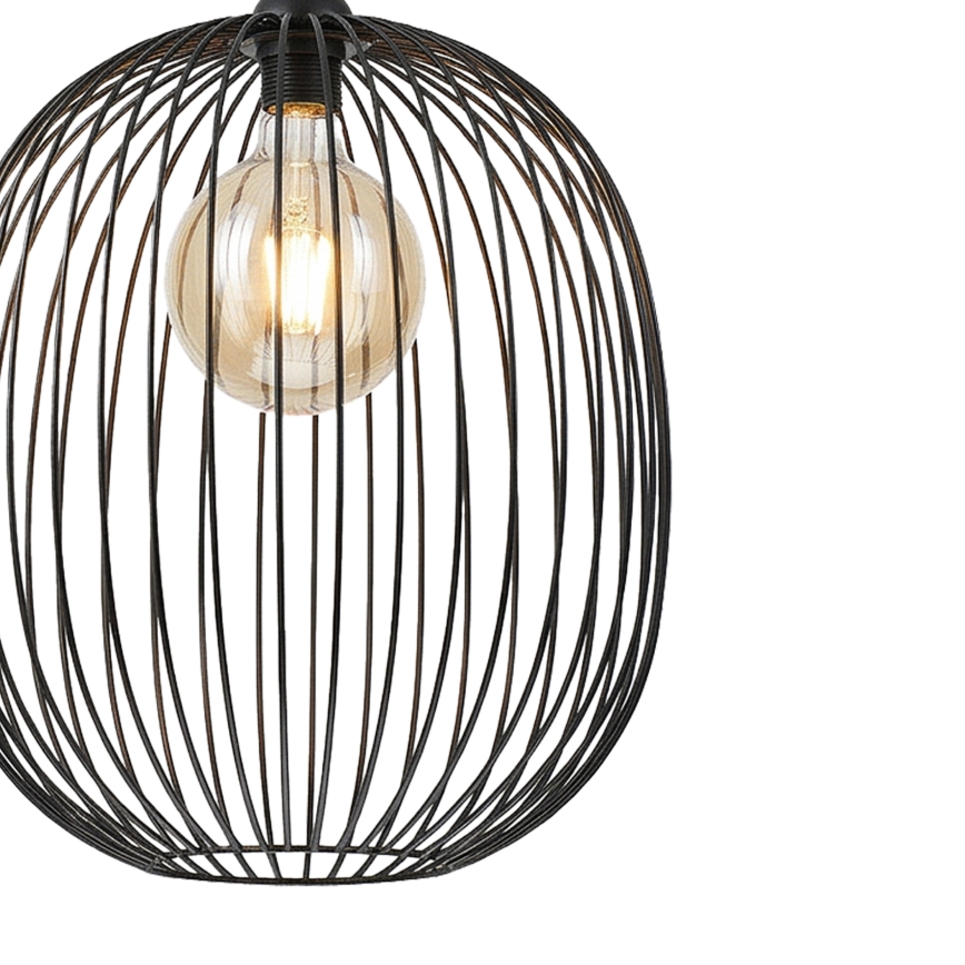 Lampa wisząca na lince DESTELLO, 1x E27, 15W, 230V, śr. 32 cm, czarna