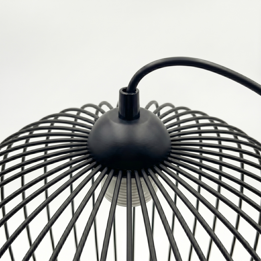 Lampa wisząca na lince DESTELLO, 1x E27, 15W, 230V, śr. 32 cm, czarna