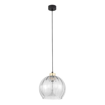 Lampa wisząca na lince DEVI 1xE27/15W/230V czarna/przezroczysta