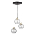 Lampa wisząca na lince DEVI 3xE27/15W/230V czarna/przezroczysta