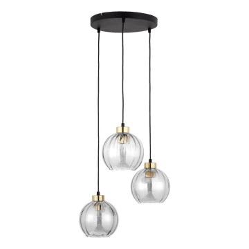 Lampa wisząca na lince DEVI 3xE27/15W/230V czarna/przezroczysta