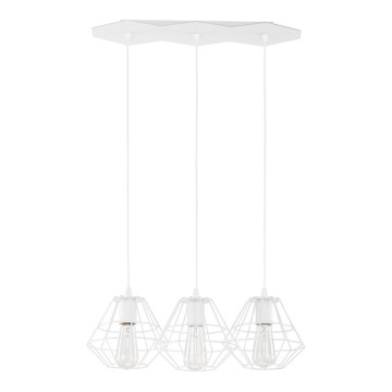 Lampa wisząca na lince DIAMOND 3xE27/60W/230V biała