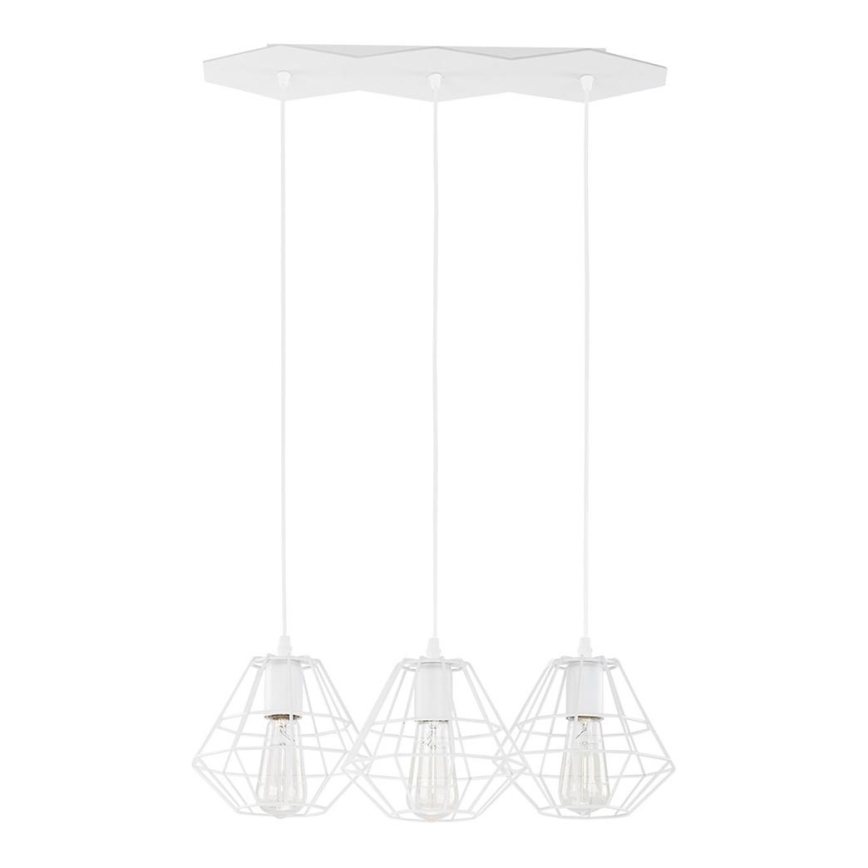Lampa wisząca na lince DIAMOND 3xE27/60W/230V biała