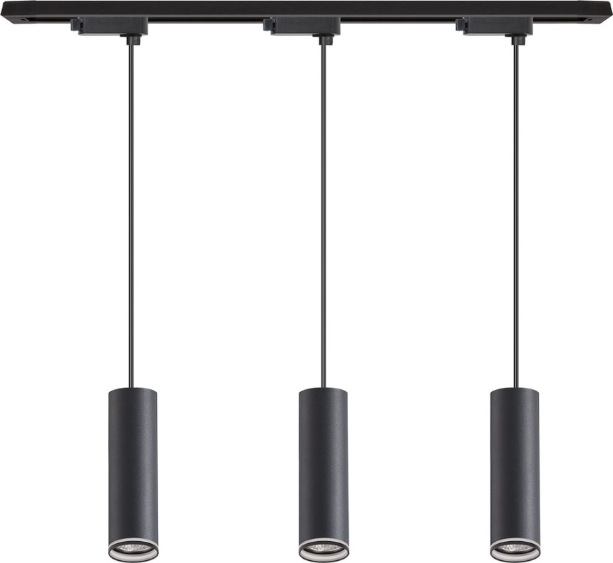 Lampa wisząca na lince do systemu szynowego PIPE 3xGU10/10W/230V czarna