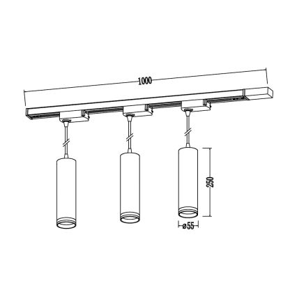 Lampa wisząca na lince do systemu szynowego PIPE 3xGU10/10W/230V czarna