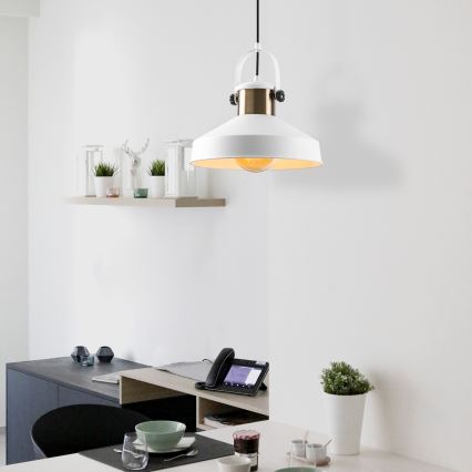 Lampa wisząca na lince DODO 1xE27/40W/230V biała/brązowa