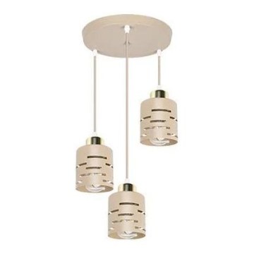 Lampa wisząca na lince ELEN 3xE27/35W/230V Ø 29 cm beżowa/złota