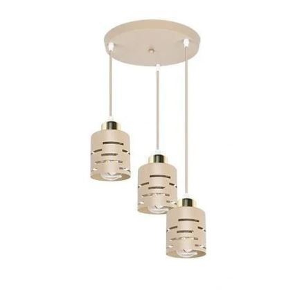 Lampa wisząca na lince ELEN 3xE27/35W/230V Ø 29 cm beżowa/złota