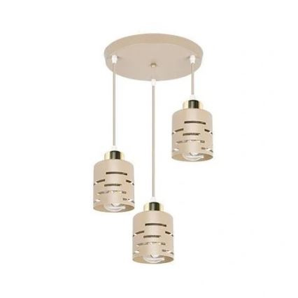 Lampa wisząca na lince ELEN 3xE27/35W/230V Ø 29 cm beżowa/złota