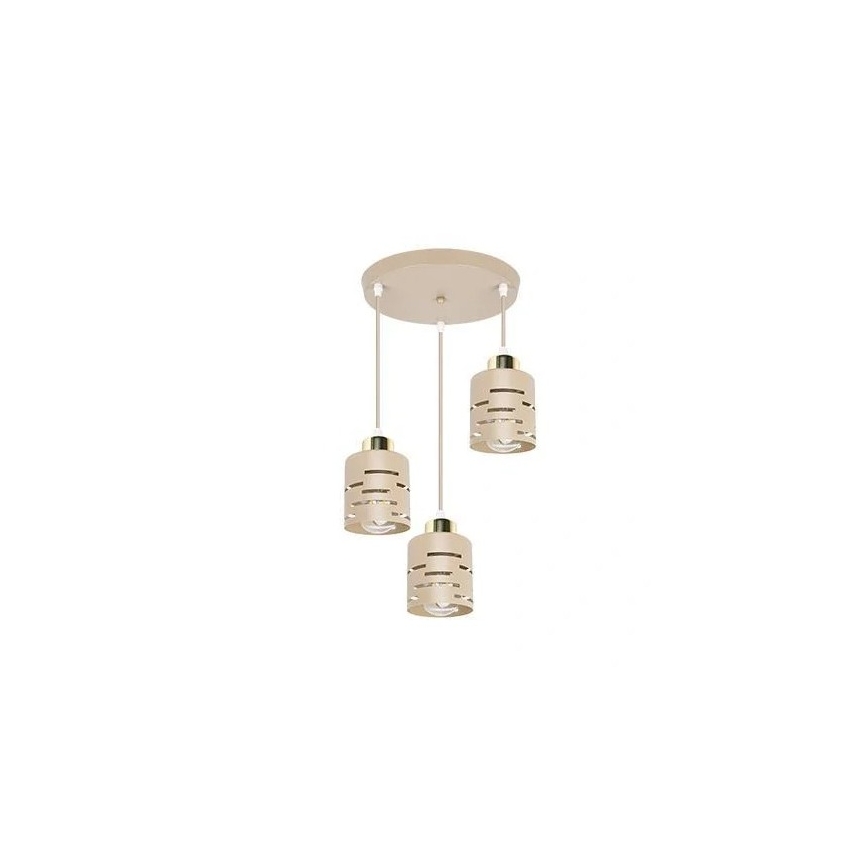 Lampa wisząca na lince ELEN 3xE27/35W/230V Ø 29 cm beżowa/złota
