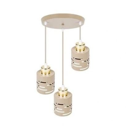 Lampa wisząca na lince ELEN 3xE27/35W/230V Ø 29 cm beżowa/złota