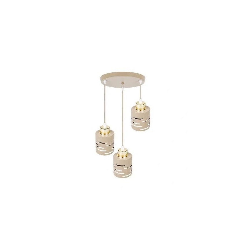 Lampa wisząca na lince ELEN 3xE27/35W/230V Ø 29 cm beżowa/złota