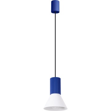 Lampa wisząca na lince ESTRIA 1xE14/10W/230V śr. 14 cm, niebieska
