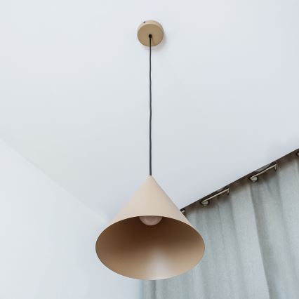 Lampa wisząca na lince ETNA II 1xE27/15W/230V, śr. 25 cm, beżowa