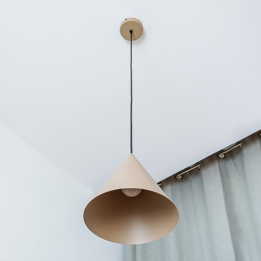 Lampa wisząca na lince ETNA II 1xE27/15W/230V, śr. 25 cm, beżowa