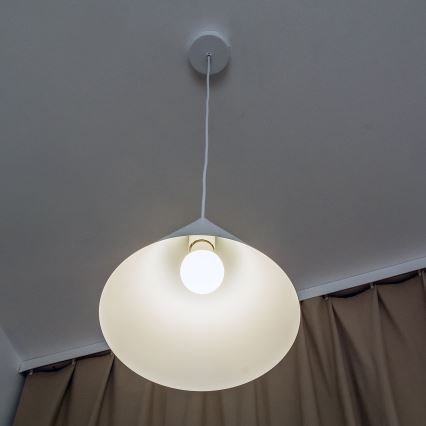 Lampa wisząca na lince ETNA II 1xE27/15W/230V, śr. 25 cm, biała