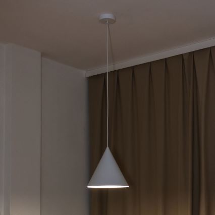 Lampa wisząca na lince ETNA II 1xE27/15W/230V, śr. 25 cm, biała