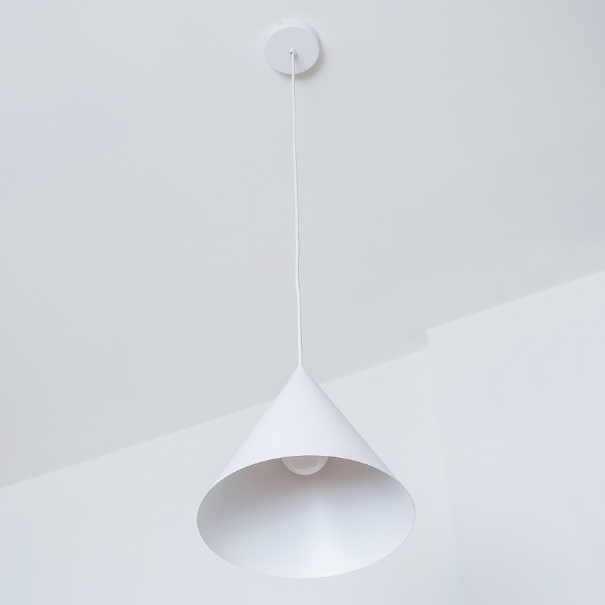 Lampa wisząca na lince ETNA II 1xE27/15W/230V, śr. 25 cm, biała