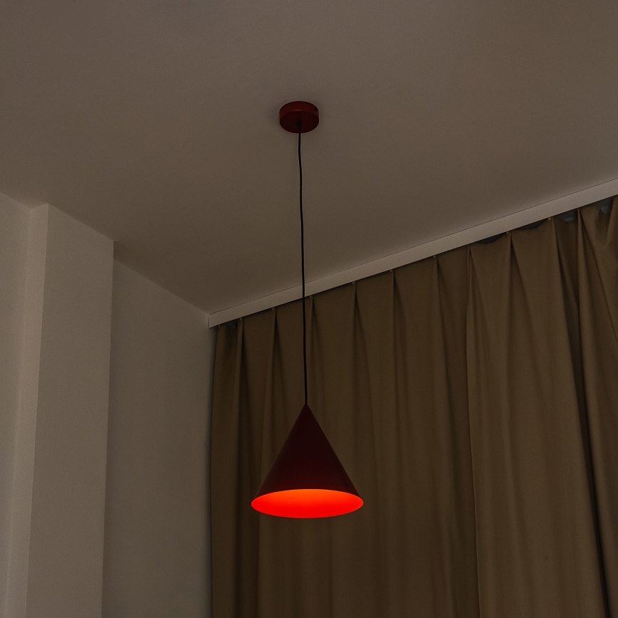 Lampa wisząca na lince ETNA II 1xE27/15W/230V śr. 25 cm czerwona