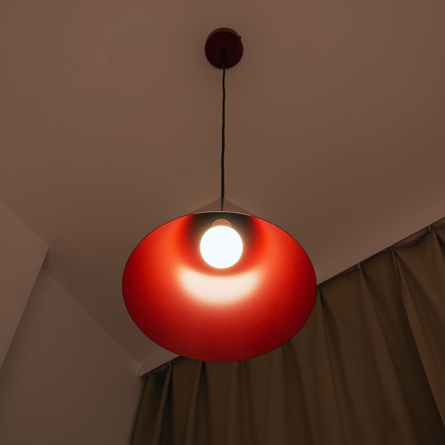 Lampa wisząca na lince ETNA II 1xE27/15W/230V śr. 25 cm czerwona