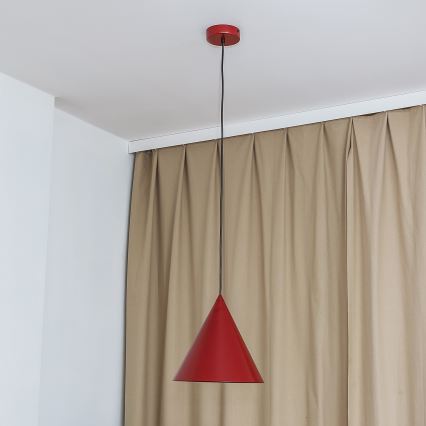 Lampa wisząca na lince ETNA II 1xE27/15W/230V śr. 25 cm czerwona