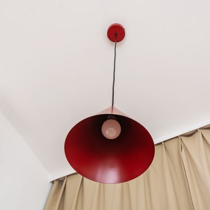 Lampa wisząca na lince ETNA II 1xE27/15W/230V śr. 25 cm czerwona