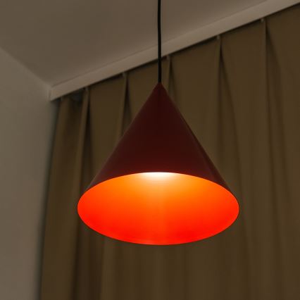Lampa wisząca na lince ETNA II 1xE27/15W/230V śr. 25 cm czerwona
